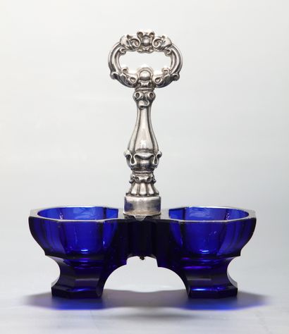 SALERON DOUBLE monté argent Minerve 950 Millièmes...