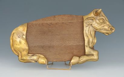 Gilded bronze and oak DECOUPER PLANT OR PRESENTATION...