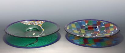 2 COUPES RONDES en verre de couleurs - Venise...