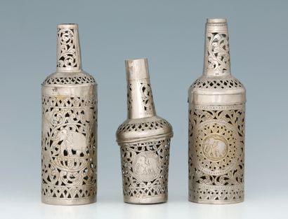3 PORTE BOUTEILLES à couvercle amovible en...