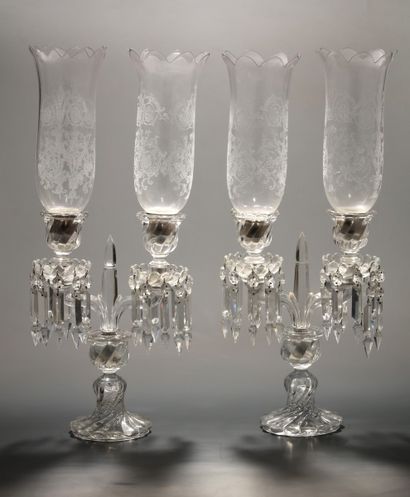 BACCARAT - MODELE BAMBOUS - PAIRE DE PHOTOPHORES...