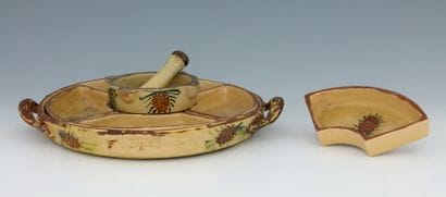 VALLAURIS ANCHOIADE SET in glazed ceramic...