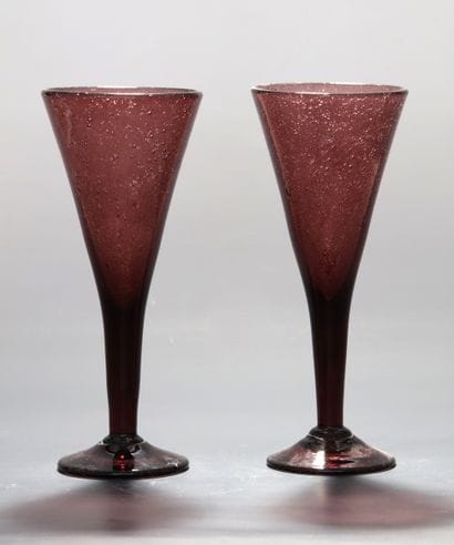 BIOT - SET OF 7 CHAMPAGNE FLUTES with conical...