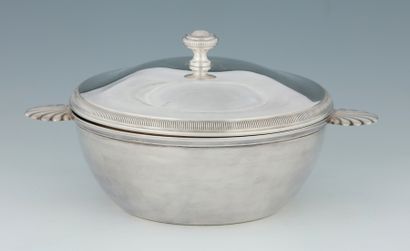 LEGUMIER COUVERT ROND en métal argenté Moderne...