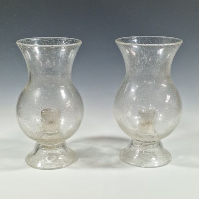 BIOT PAIR OF LARGE white bubble glass baluster...