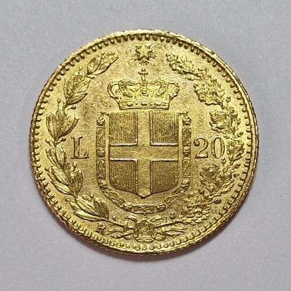 1 PIECE DE 20 LIRES ITALIENNES OR Umberto...