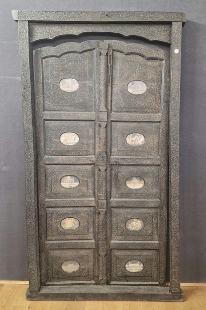 PORTE INDIENNE XIX-XXème Siècle en bois sculpté...
