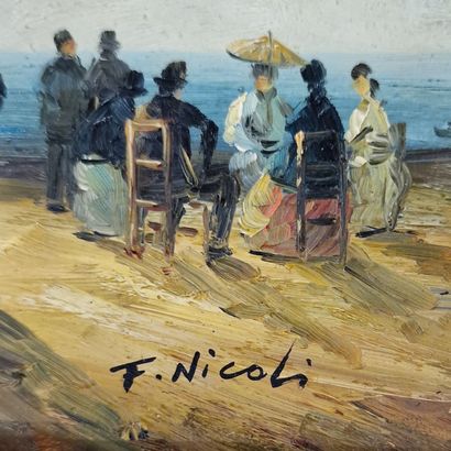 François NICOLI (XXème Siècle)
Plage animée
HUILE...