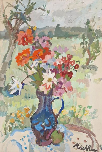 Olga MISCHKINE (1910-1985) 
Bouquet de fleurs...
