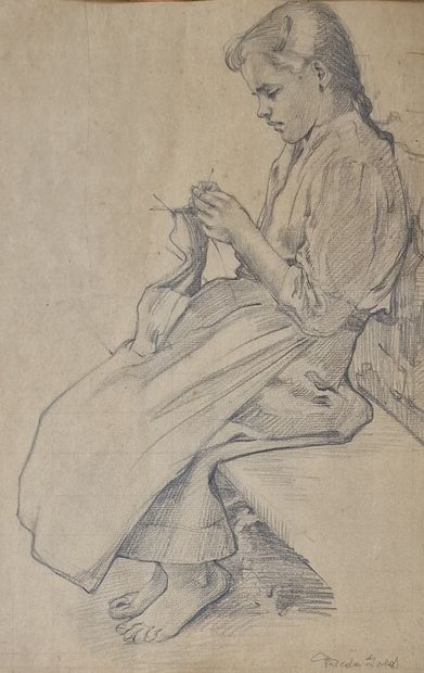 TROIS DESSINS : 

- Frieda GOLD-BOULLE (XIX-XXèmes...