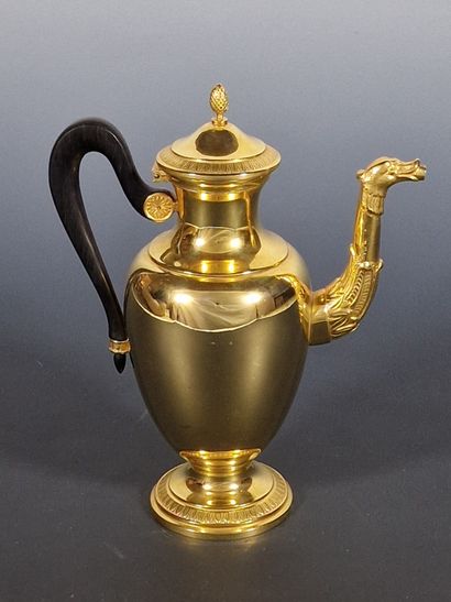 CAFETIERE EGOISTE en métal argenté et doré...