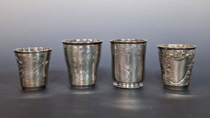 4 TIMBALES en argent Minerve 950 Millièmes...