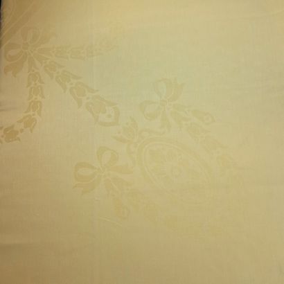 NAPPE RECTANGULAIRE en coton jaune damassé...