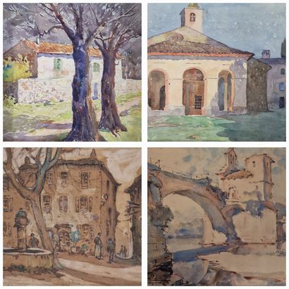 MODERN SCHOOL
FOUR regionalist AQUARELLES...
