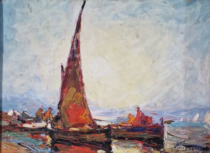 Louis PASTOUR (1876-1948)
Red veil 
OIL ON...