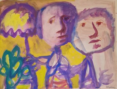 Sylvain VIGNY (1903-1970)
Deux visages 
AQUARELLE...