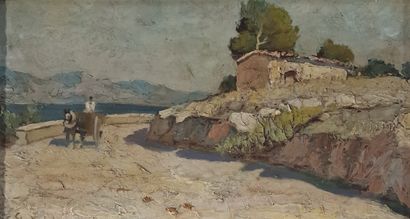 Gustave VIDAL (1895-1966)
Carriole on a seaside...