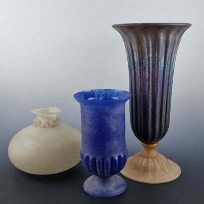 3 VASES - Venise, Murano, Modernes - en verre...
