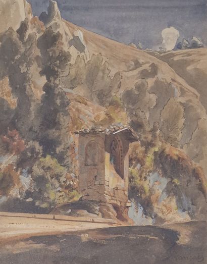 Louis FRANÇAIS (1814-1897) 
Oratory
AQUARELLE
Signed...