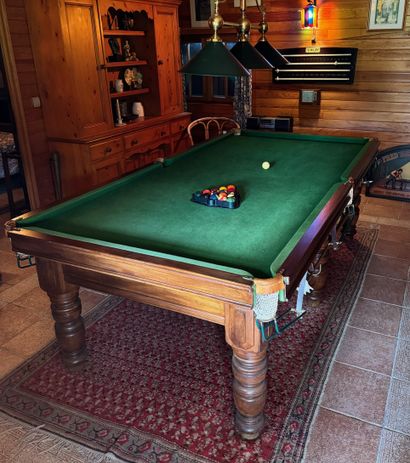 AMERICAN BILLARD in wood and baluster base...