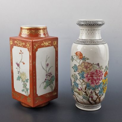 CHINA - REPUBLIC PERIOD - TWO porcelain VASES...