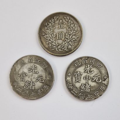 CHINA -3 SILVER 1-DOLLAR COINS
- 2 pieces...