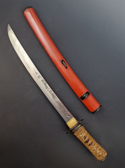 TANTÔ - Hira-zukuri blade, hamon with very...