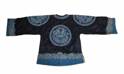 CHINA QING DYNASTY - Black silk satin jacket...