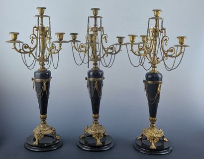 SET OF 3 Neoclassical style CHEMINEE GIRANDOLES...