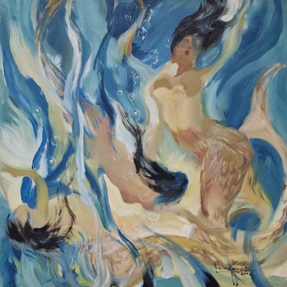 U LUN GYWE (Born 1930)
Mermaids - 2004
OIL...