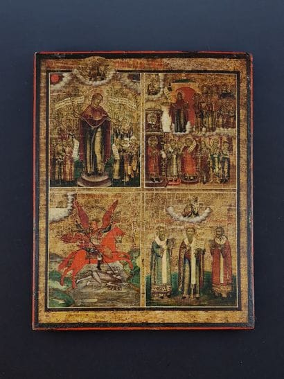 ICON with 4 scenes in two registers
Mother...