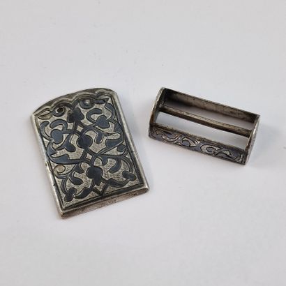 RUSSIA - LOT OF 2 Caucasian niello silver...