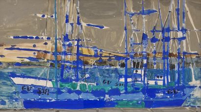 Michel HENRY (1928-2016)
Boats in port
GOUACHE
Signed...