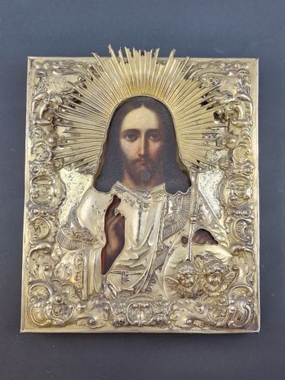 ICON of Christ Pantocrator
Oklad in vermeil...