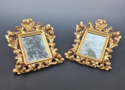 PAIRE DE PETITS MIROIRS au mercure de Style...
