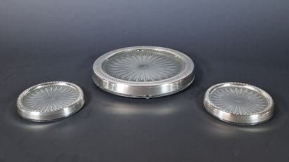 SET OF A PLAT COVER AND A PAIR OF BOTTLE...