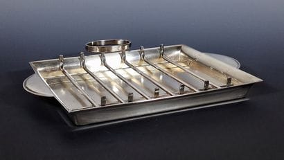 CHRISTOFLE - ASPARAGUS PLAT in plain silver-plated...