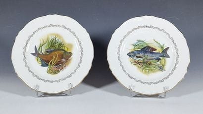 HAVILAND LIMOGES - 12 WHITE PORCELAIN FISH...