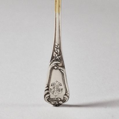 A MOUTARDE SPOON in silver and vermeil Minerve...