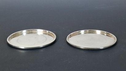 PAIRE DE DESSOUS DE BOUTEILLE en argent 800...