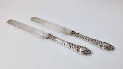 SUITE DE 12 COUTEAUX A FRUITS en argent et...