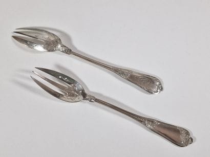 SET OF 12 FISH FORKS in Minerva 950 Millièmes...