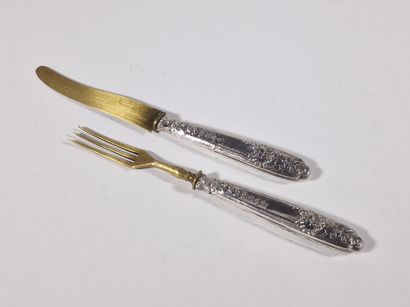 SET OF 12 LUNCH CUTLERY handles mounted in...