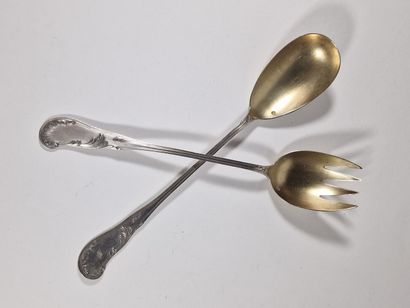 A SALAD SET in silver and vermeil Minerve...