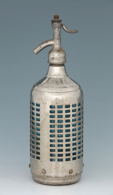 SIPHON A EAU DE SELTZ en verre teinté bleu...