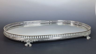OVAL TABLE TOP in silvered bronze in the...