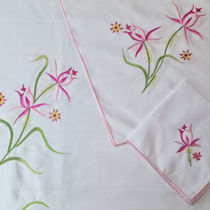 NAPPE RECTANGULAIRE, SES 10 SERVIETTES ET...
