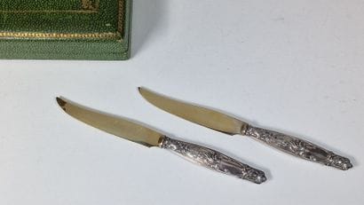 SET OF 6 FRUIT KNIVES handles mounted in...