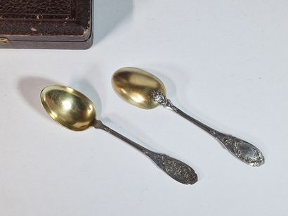 SUITE OF 12 COFFEE SPOONS in silver and vermeil...