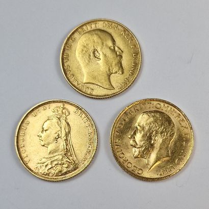 3 PIECES SOUVERAINS BRITANNIQUES OR Victoria...